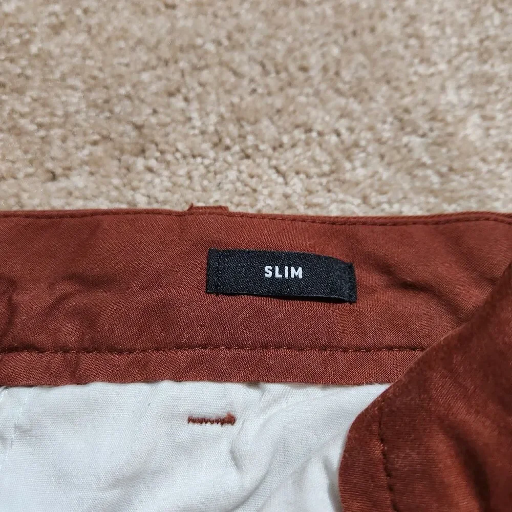 J. Crew Mercantile Pants Men 30x30(28.5) Burnt Orange Slim Straight